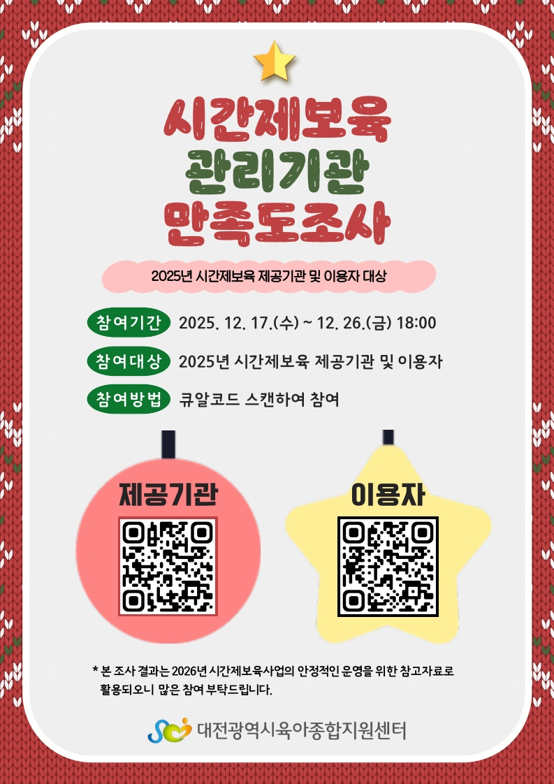 2025년 시간제보육 관리기관 만족도조사